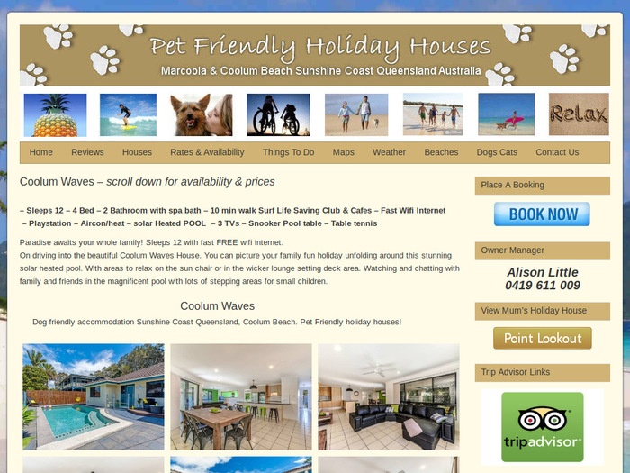 http://www.petfriendlyholidayhouses.com.au/sunshine-coast-holiday/coolum-waves/